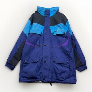 Vintage 90s Nordica Classics Ski Jacket Size M Purple / Blue Hidden Hood